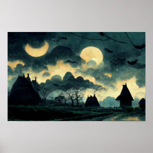Poster Paisagem Noturna Spooky