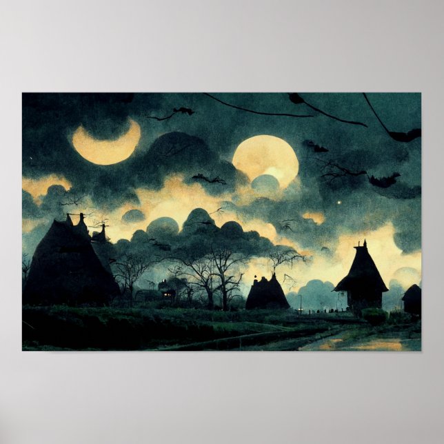 Poster Paisagem Noturna Spooky (Frente)