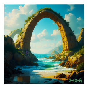 Pôster Paisagem Oceânica de Arco de Pedra Costeira