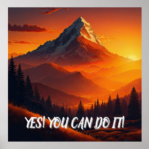 Poster Paisagem Pastoral Sunset Mountain