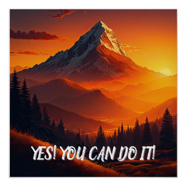 Pôster Paisagem Pastoral Sunset Mountain (Frente)