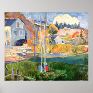 Poster Paisagem Paul Gauguin da Bretanha. O moinho David