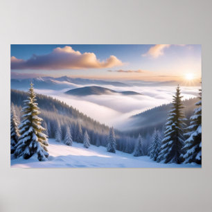 Poster Paisagem pitoresca Montanha da Natureza de inverno