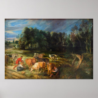 Poster Paisagem Polder com Efetivo de Vacas