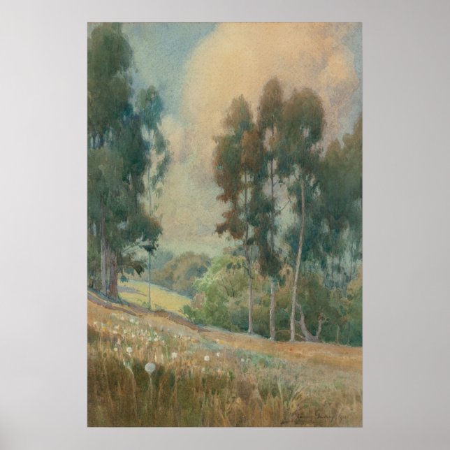 Poster Paisagem primavera (1911) Serene Watercolor Scener (Frente)