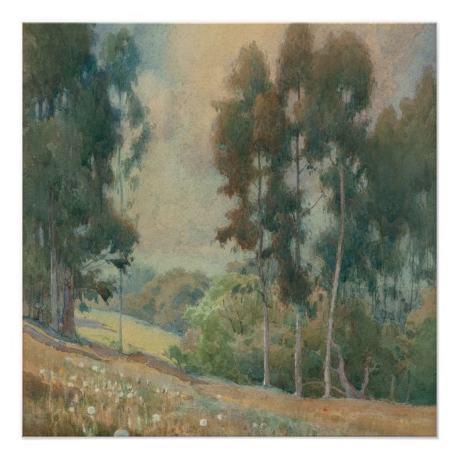 Pôster Paisagem primavera (1911) Serene Watercolor Scener (Frente)