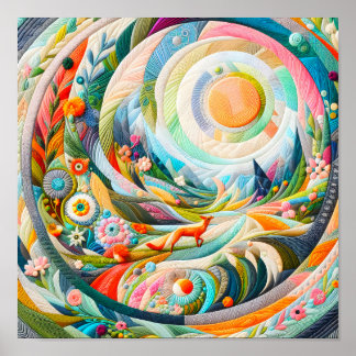 Poster Paisagem Primavera da Arte Moderna Bordada