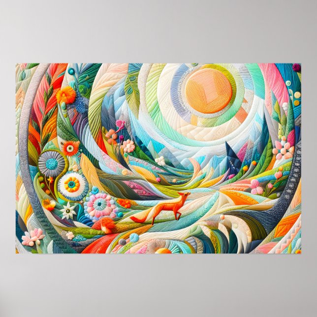 Poster Paisagem Primavera da Arte Moderna Bordada (Frente)