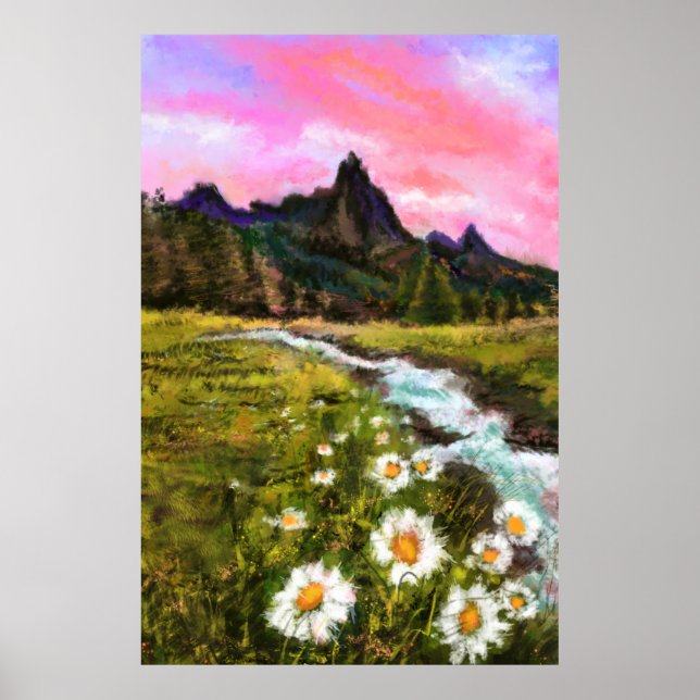 Poster Paisagem primavera - Flor - Pintura Original (Frente)