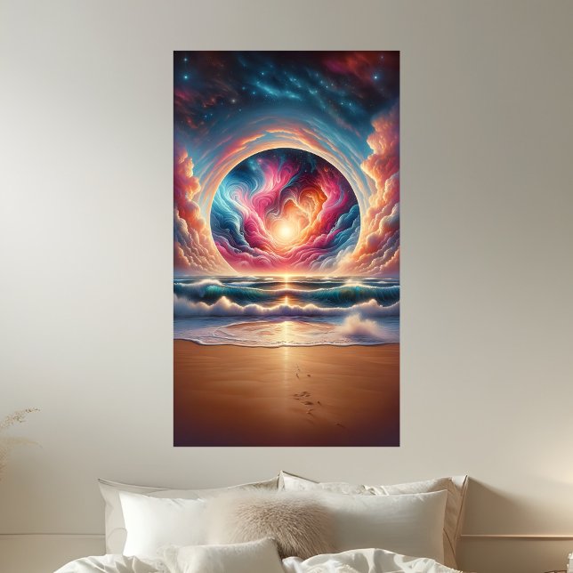 Poster Paisagem Psychedelic Celestial Sunset Beach (Criador carregado)