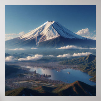 Poster Paisagem realista do Monte Fuji Japão Viagem