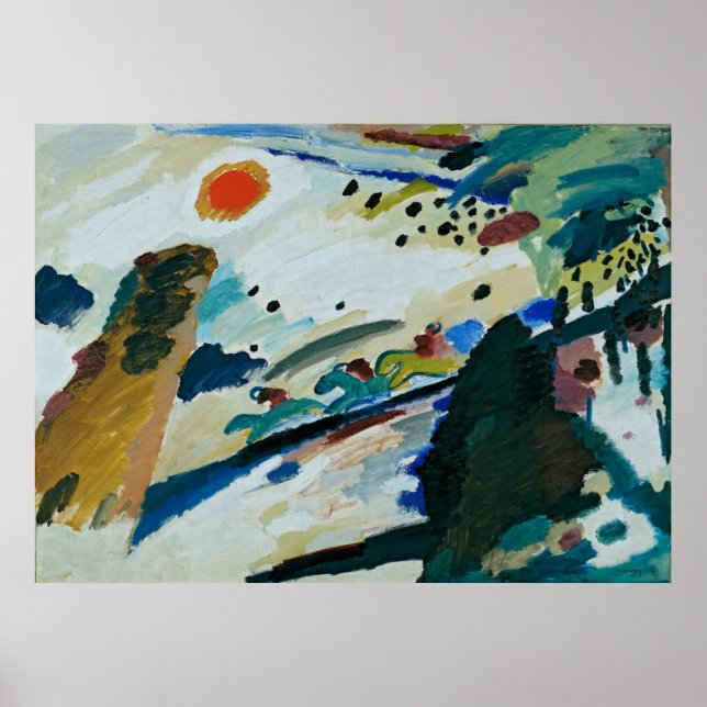 Pôster Paisagem Romântica por Wassily Kandinsky (Frente)