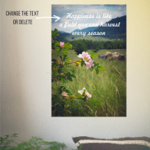 Paisagem rural pacífica com rosas selvagens