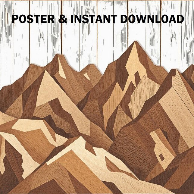 Poster Paisagem Rustic Mountain no Fundo da Madeira (Criador carregado)