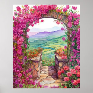 Poster Paisagem Serene na Via Rosa de Subida