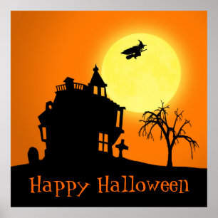 Poster Paisagem Silhoule Feliz Halloween