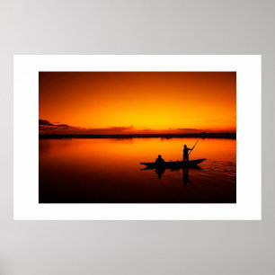 Poster Paisagem solar com um barco-68465