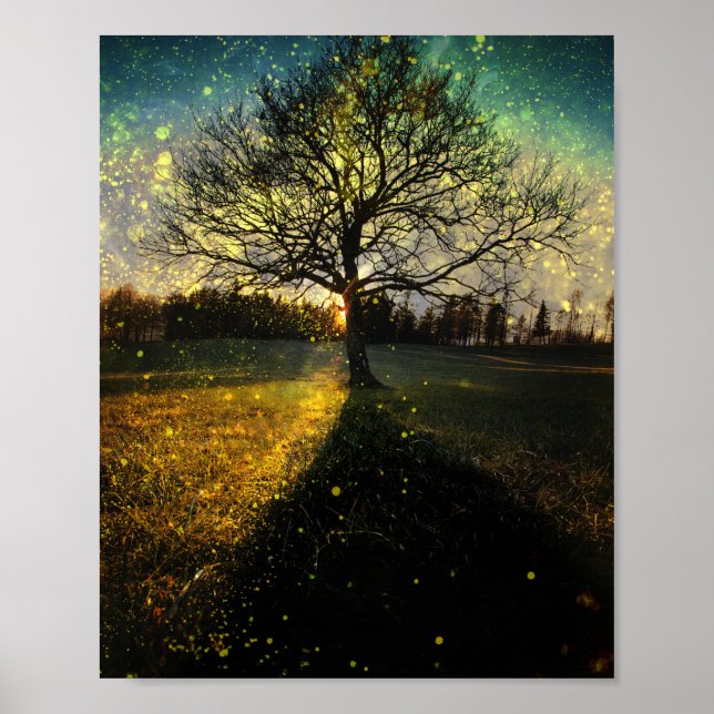Poster Paisagem sonhadora de vagalumes mágicos (Frente)