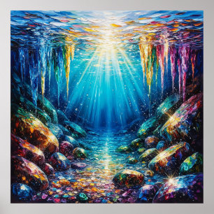 Poster Paisagem Subaquática Vibrante Com Cor Brilhante