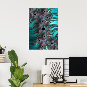 Poster Paisagem Submarina Fractal Abstrato