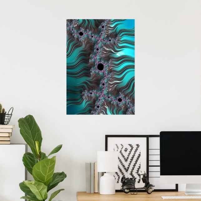 Poster Paisagem Submarina Fractal Abstrato (Escritório em casa)