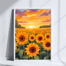 Paisagem Sunflower Field Sunset