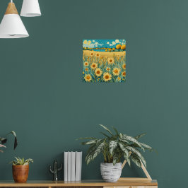 Poster Paisagem Sunflower no estilo Van Gogh