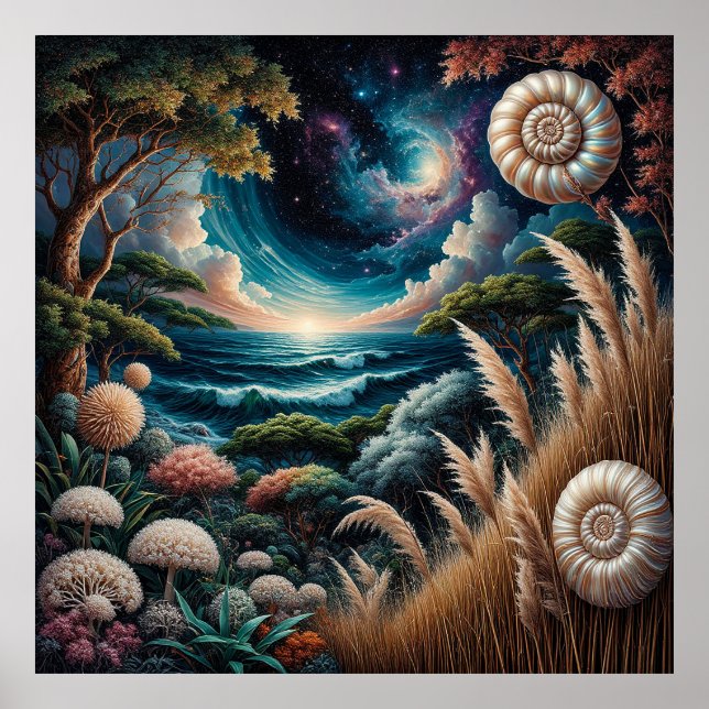 Poster Paisagem Surreal Sonho Cósmico (Frente)