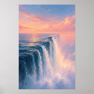 Poster Paisagem Surrealista de Cachoeira Oceânica