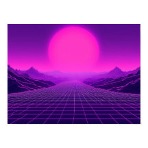 Paisagem Synthwave Retrowave Vibe Cyberpunk 80s