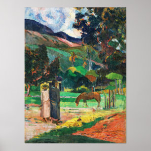 Poster Paisagem Tahitiana de Paul Gauguin,Paisagem Tropic