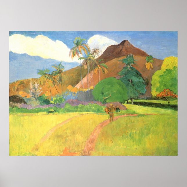 Pôster Paisagem Taitiana, Montanhas Tahiti, Paul Gauguin (Frente)