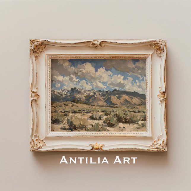 Poster Paisagem Terrestre Pintura Montanha Rústica (Criador carregado)