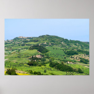 Poster Paisagem típica da Toscana com colinas - Itália