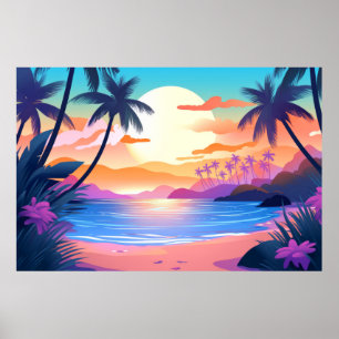 Poster Paisagem tropical de praia em paisagem