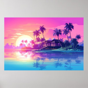 Poster Paisagem tropical de praia em paisagem