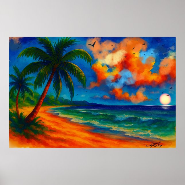 Poster Paisagem Tropical Serenidade (Frente)