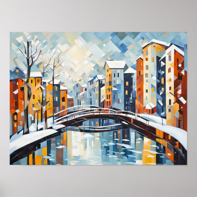 Poster Paisagem urbana com Canal de Snowy (Frente)