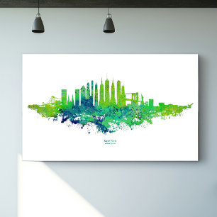 Poster Paisagem urbana da Cidade de Nova York em aquarela