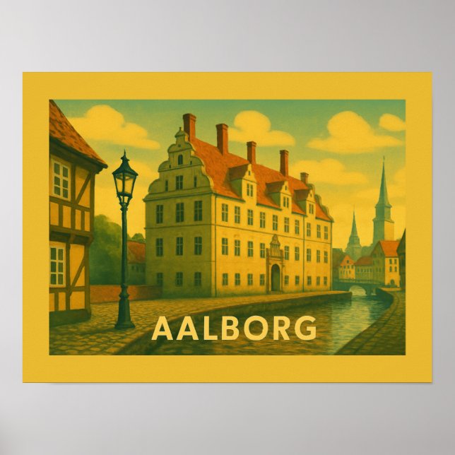 Poster Paisagem urbana de Aalborg Dinamarca (Frente)