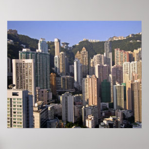 Pôster paisagem urbana de Hong Kong, China