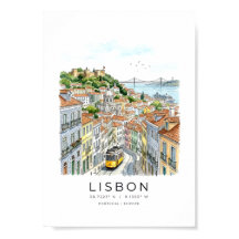 paisagem urbana de Lisboa em estilo aquarela