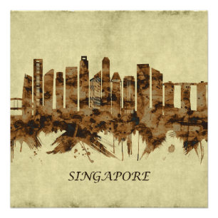 Pôster paisagem urbana de Singapura