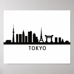 Poster Paisagem Urbana do Japão Viagem Silhueta do Hori