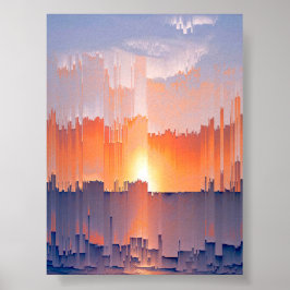 Poster Paisagem Urbana do Pôr do Sol com Falha Vibrante