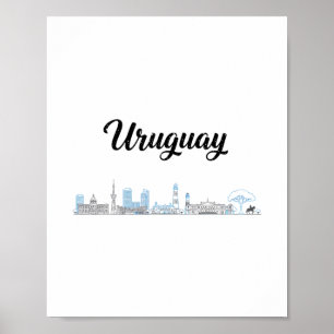 Poster Paisagem Urbana do Uruguai Roupas de Viagem Férias