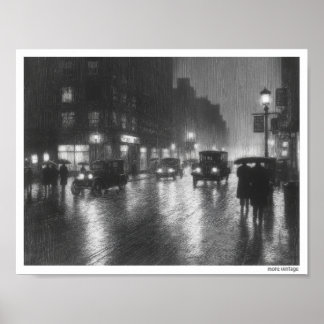 POSTER PAISAGEM URBANA MAL-HUMORADA ÁGUA-FORTE VINTAGE 19