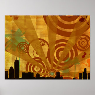 Poster paisagem urbana retrô