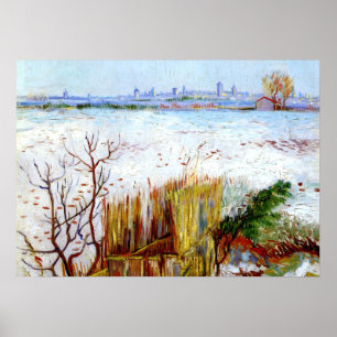 Poster Paisagem Van Gogh-Snowy com Arles em Segundo Plano