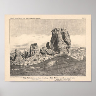 Poster Paisagem Vintage 1889 Cinque Torri Dolomites